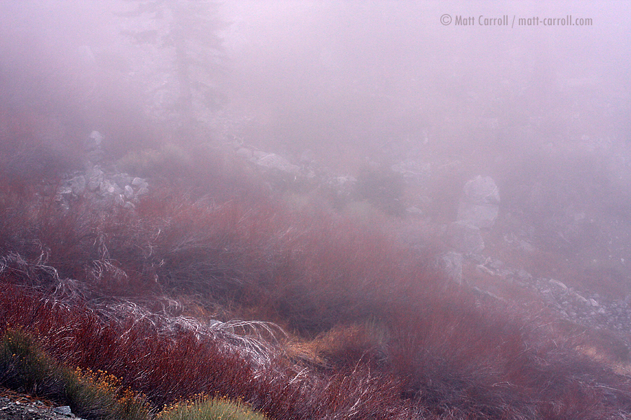 Fog inside Baldy Bowl